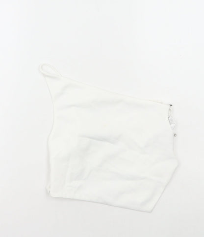Womens UK Size S Zara White Cropped T-Shirt