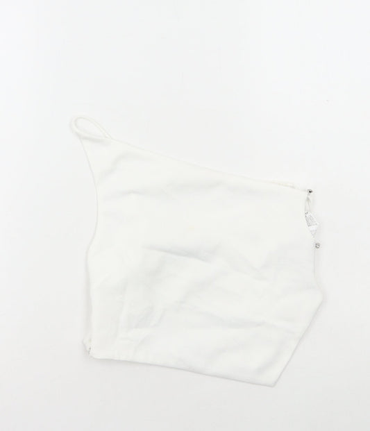 Womens UK Size S Zara White Cropped T-Shirt