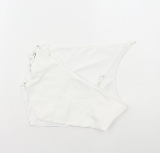 Womens UK Size S Zara White Cropped T-Shirt