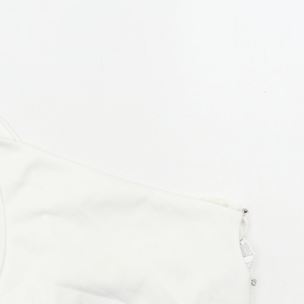 Womens UK Size S Zara White Cropped T-Shirt