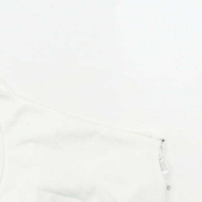 Womens UK Size S Zara White Cropped T-Shirt