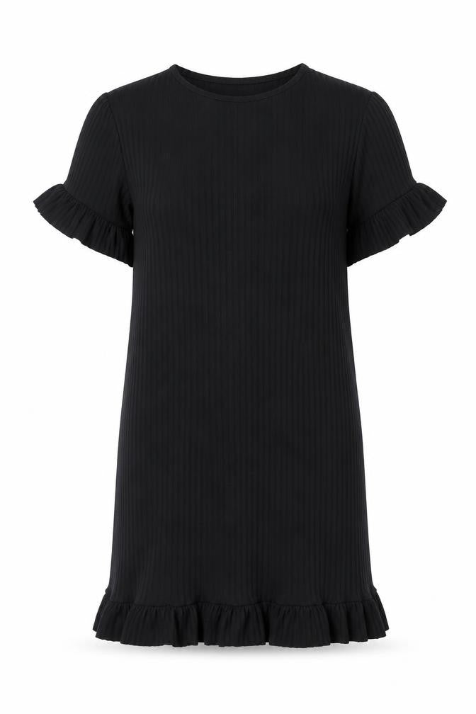 I SAW IT FIRST Womens Black Polyester A-Line Size 8 Round Neck Pullover - Ribbed