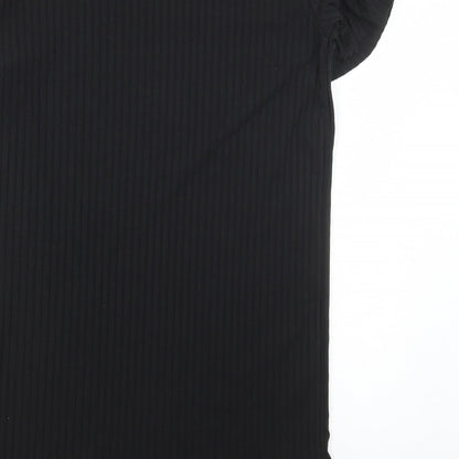 I SAW IT FIRST Womens Black Polyester A-Line Size 8 Round Neck Pullover - Ribbed