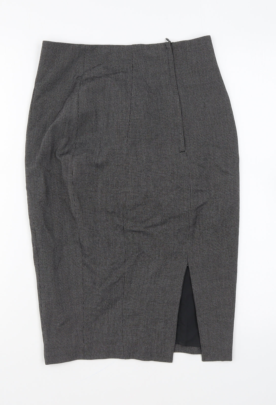H&M Womens Grey Polyester Straight & Pencil Skirt Size 8 Zip