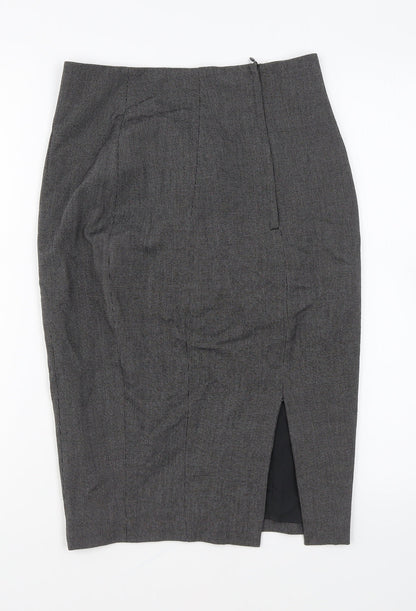 H&M Womens Grey Polyester Straight & Pencil Skirt Size 8 Zip