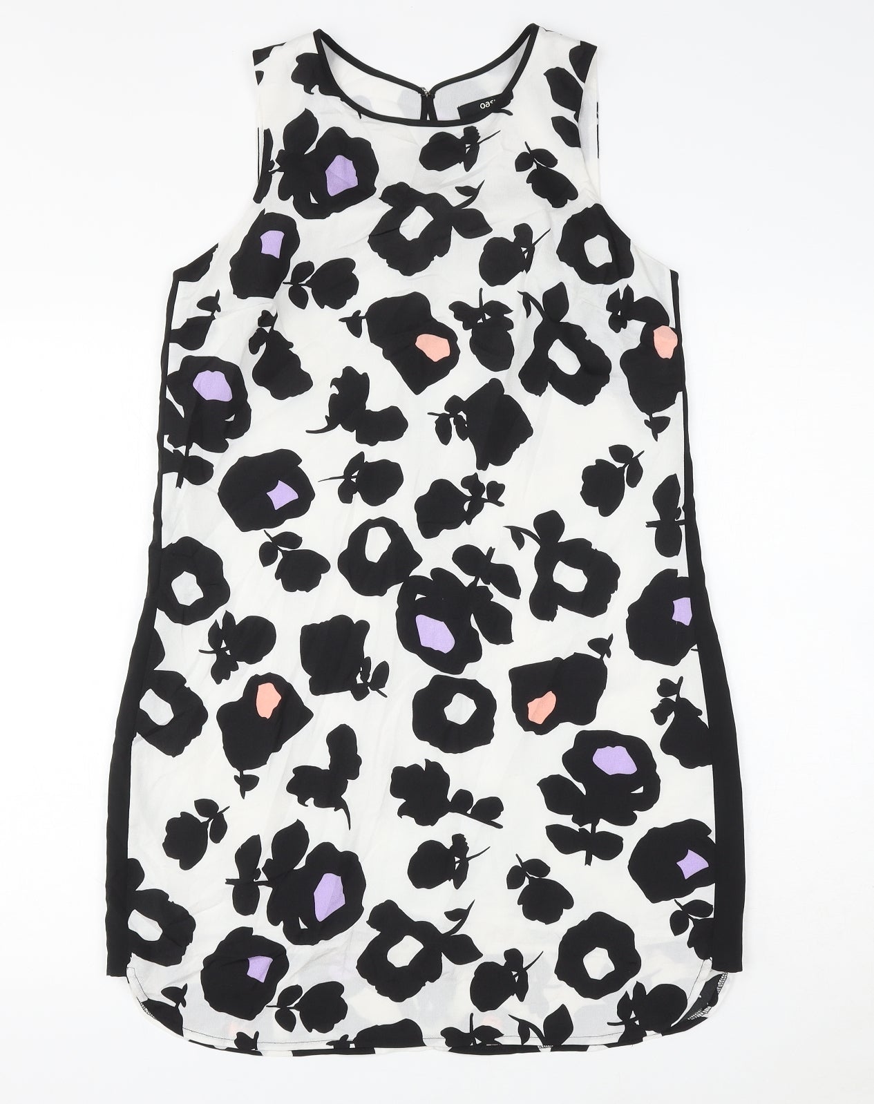 Oasis Womens Multicoloured Floral Polyester Shift Size 10 Round Neck Button