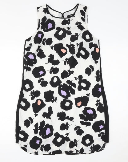 Oasis Womens Multicoloured Floral Polyester Shift Size 10 Round Neck Button