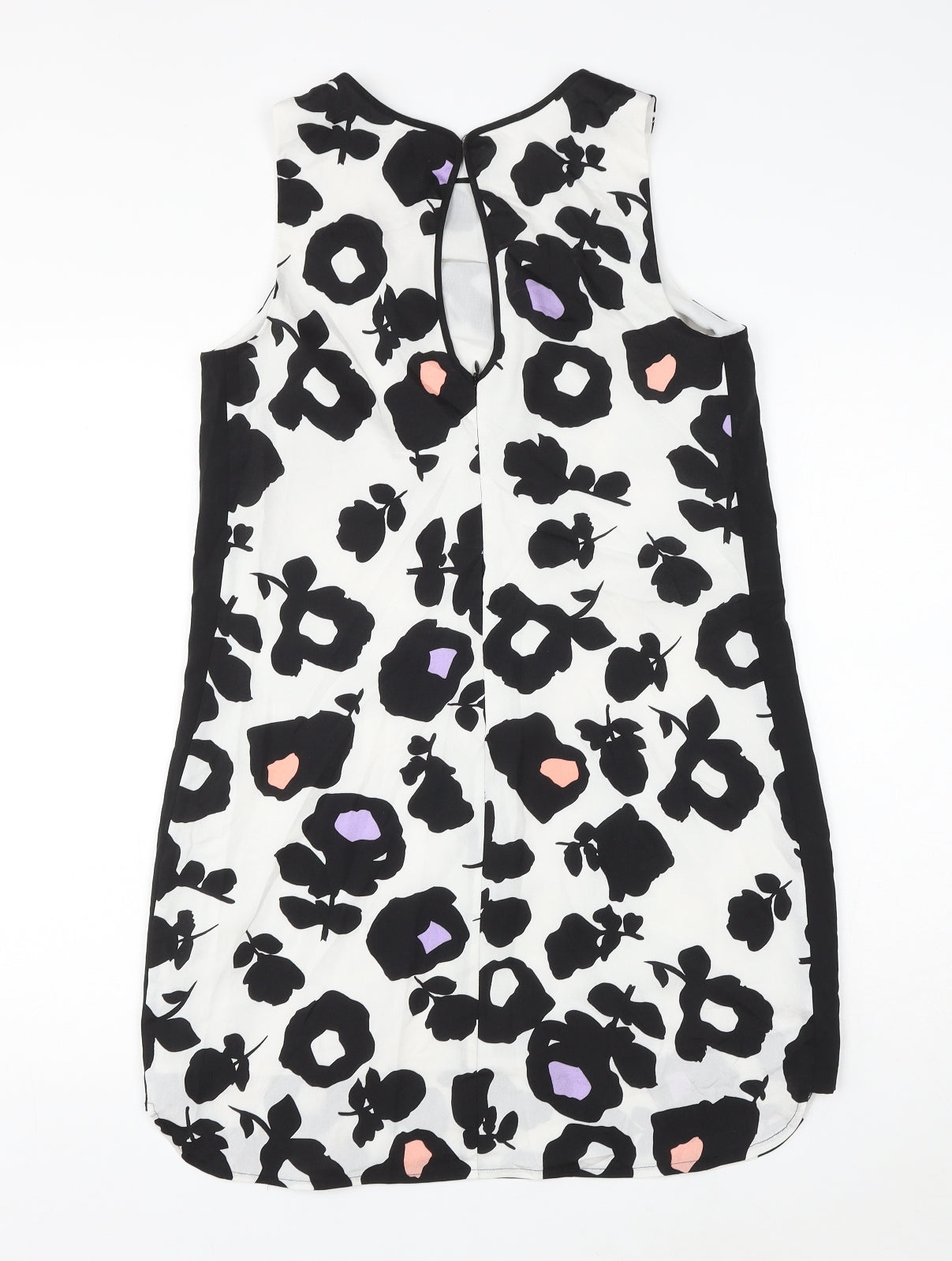 Oasis Womens Multicoloured Floral Polyester Shift Size 10 Round Neck Button