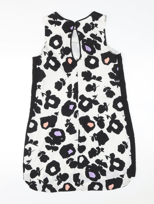 Oasis Womens Multicoloured Floral Polyester Shift Size 10 Round Neck Button