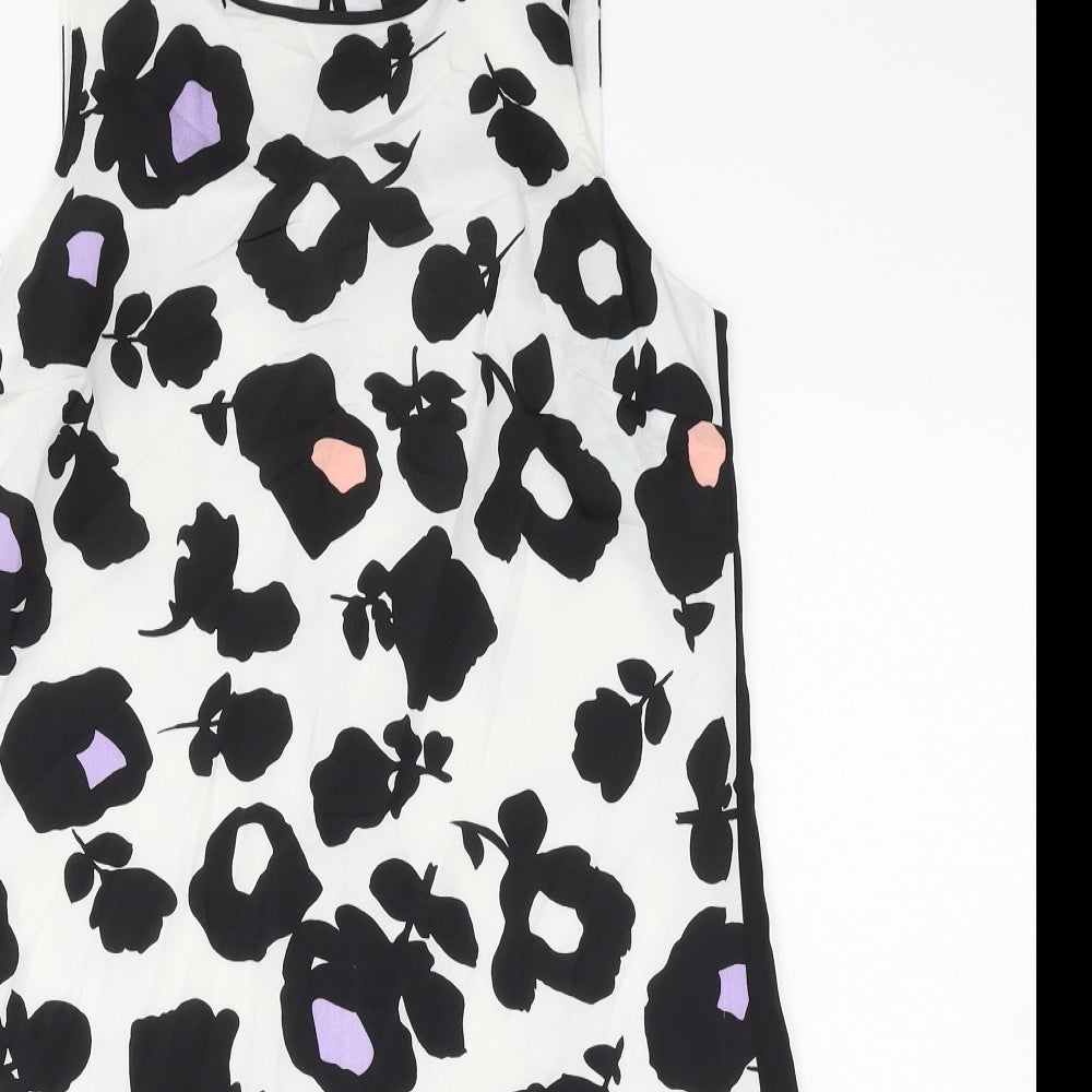 Oasis Womens Multicoloured Floral Polyester Shift Size 10 Round Neck Button