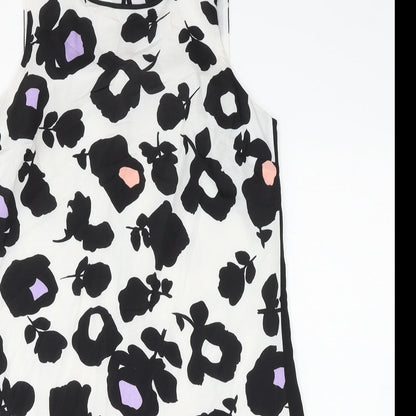 Oasis Womens Multicoloured Floral Polyester Shift Size 10 Round Neck Button