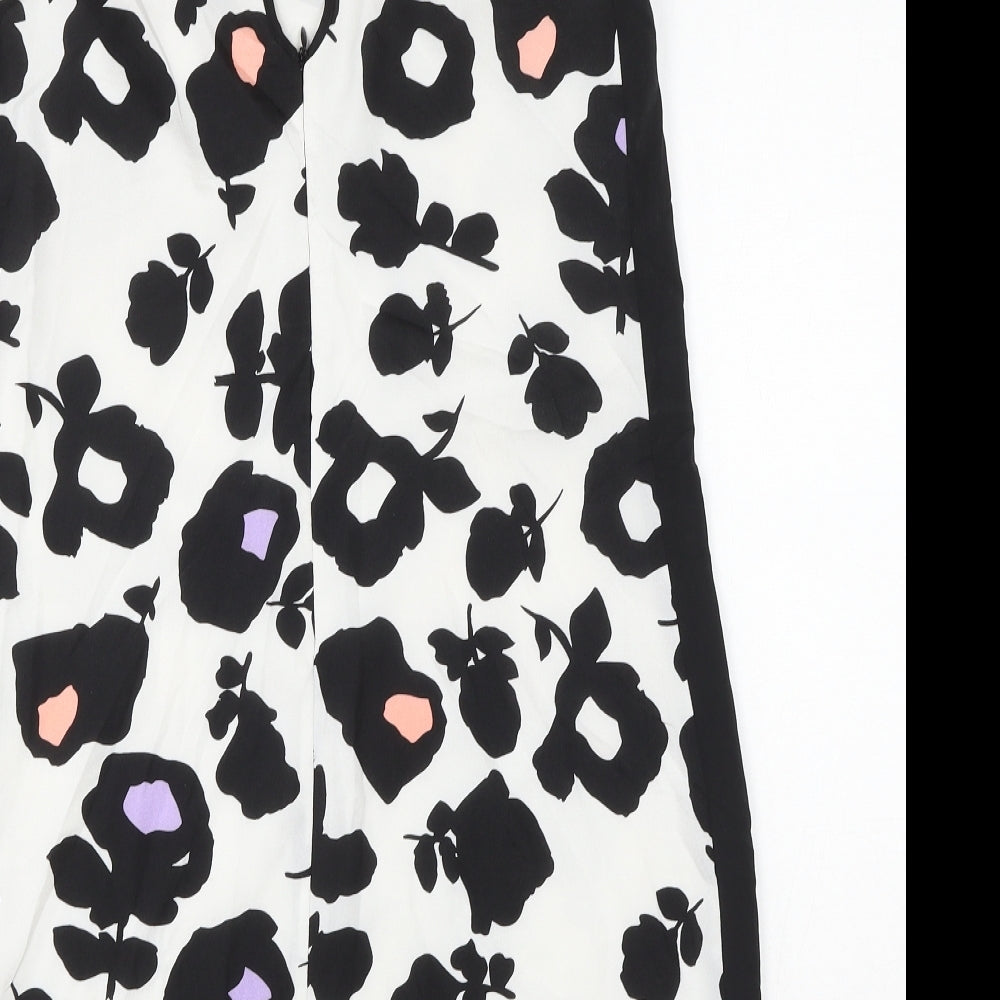 Oasis Womens Multicoloured Floral Polyester Shift Size 10 Round Neck Button