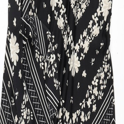 Preworn Womens Black Geometric Polyester Maxi Size 12 High Neck Pullover