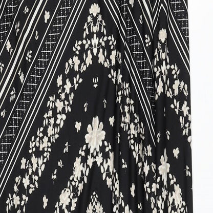Preworn Womens Black Geometric Polyester Maxi Size 12 High Neck Pullover