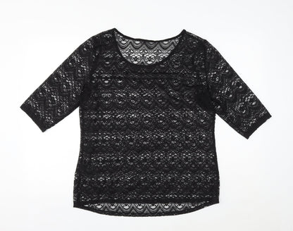 Womens UK Size 14 Red Herring Black Basic Blouse