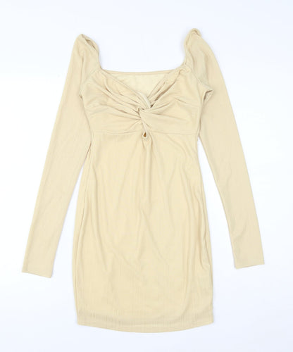 SheIn Womens Beige Polyester Bodycon Size XS Sweetheart Pullover