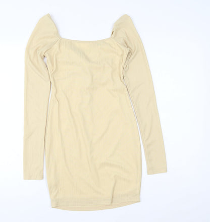 SheIn Womens Beige Polyester Bodycon Size XS Sweetheart Pullover