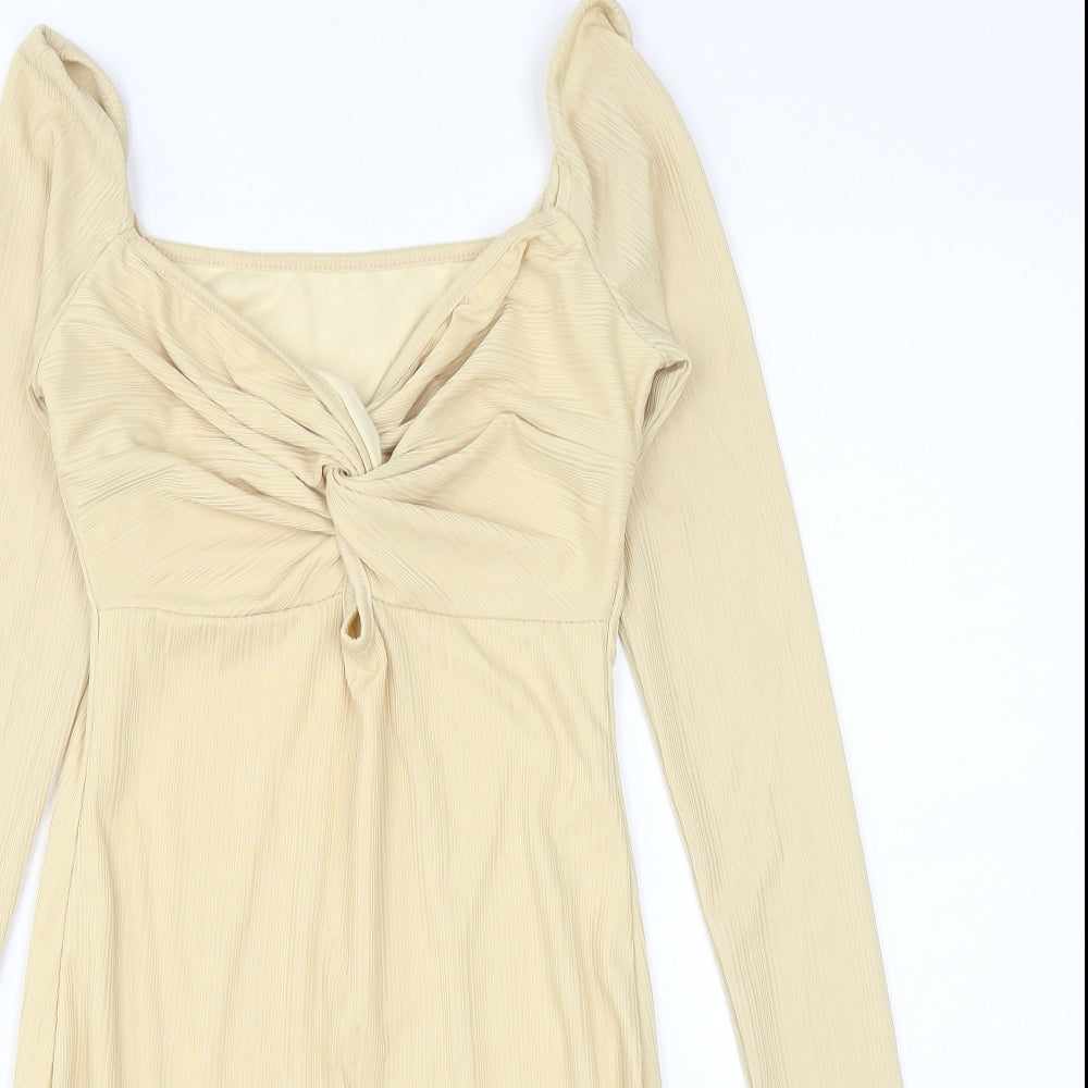 SheIn Womens Beige Polyester Bodycon Size XS Sweetheart Pullover