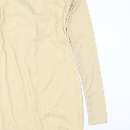 SheIn Womens Beige Polyester Bodycon Size XS Sweetheart Pullover