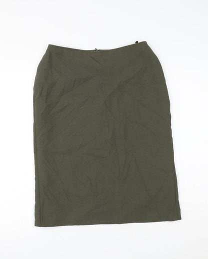 Marks and Spencer Womens Green Polyester Straight & Pencil Skirt Size 10 Zip