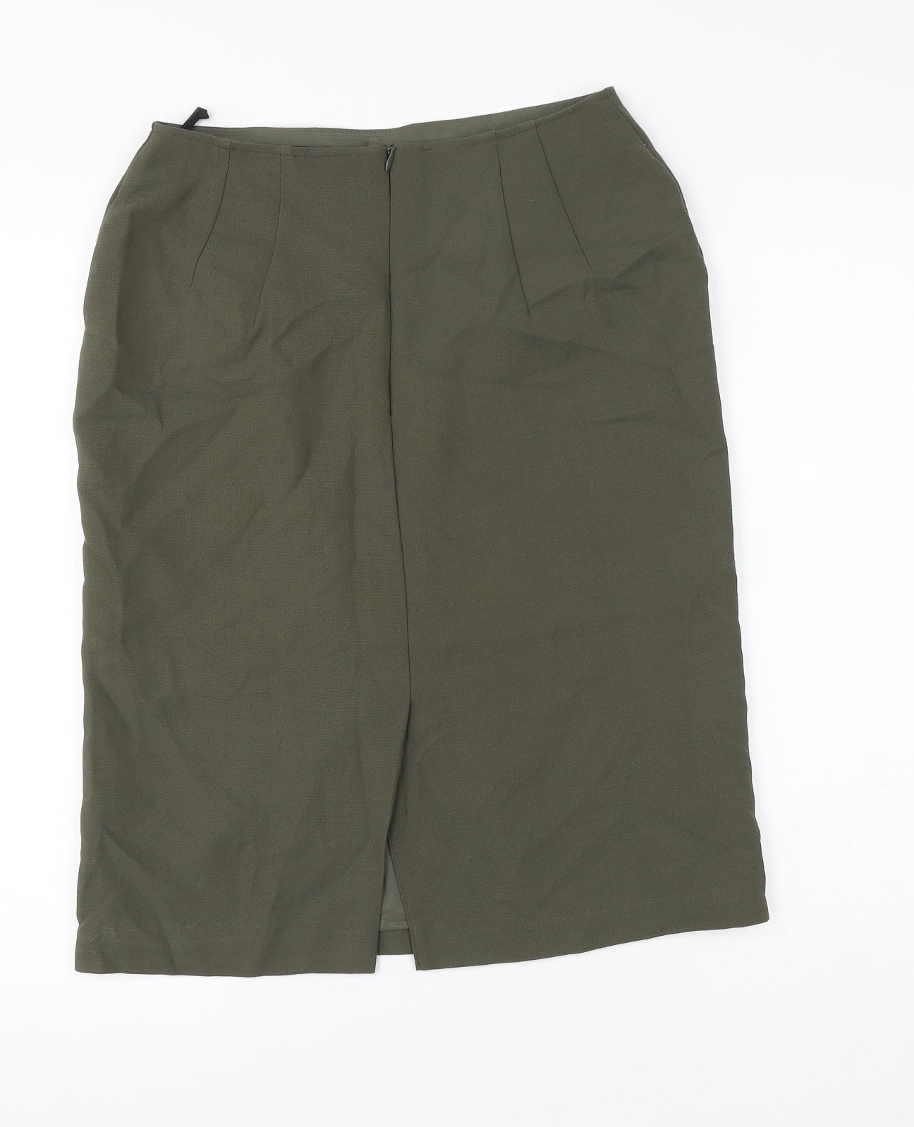 Marks and Spencer Womens Green Polyester Straight & Pencil Skirt Size 10 Zip