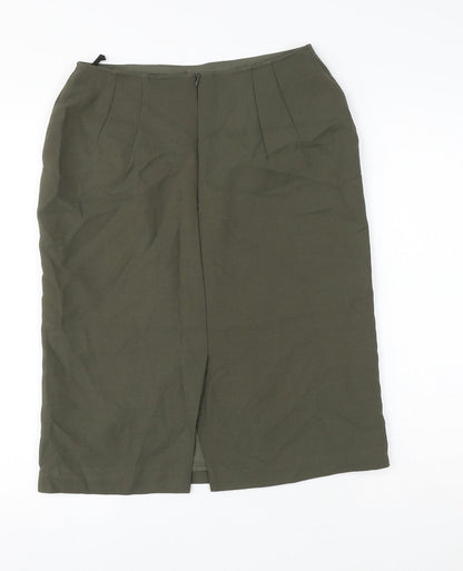 Marks and Spencer Womens Green Polyester Straight & Pencil Skirt Size 10 Zip