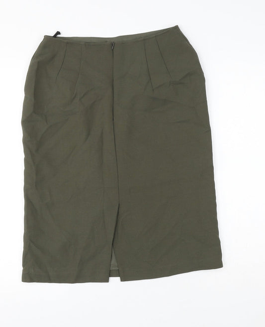 Marks and Spencer Womens Green Polyester Straight & Pencil Skirt Size 10 Zip