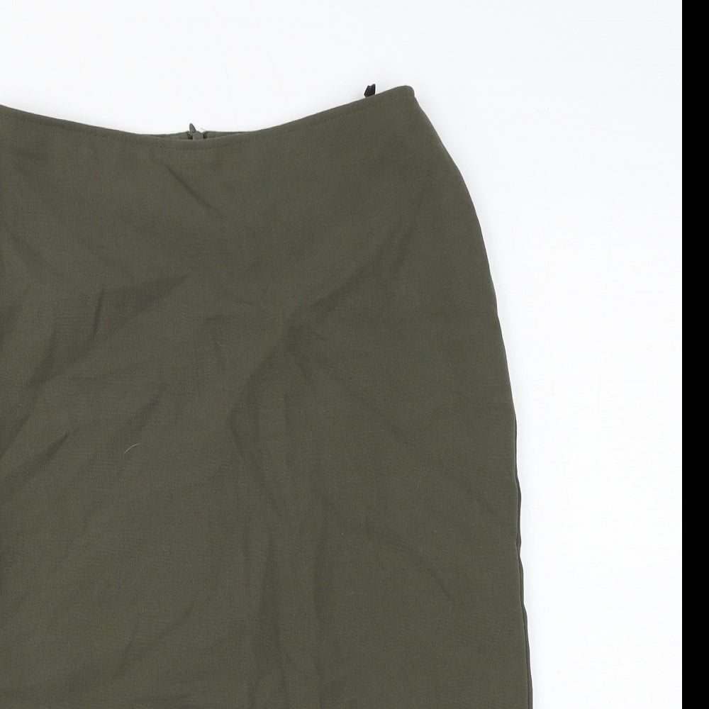 Marks and Spencer Womens Green Polyester Straight & Pencil Skirt Size 10 Zip