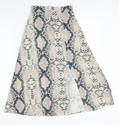 PRETTYLITTLETHING Womens Multicoloured Animal Print Polyester A-Line Skirt Size 4 Zip