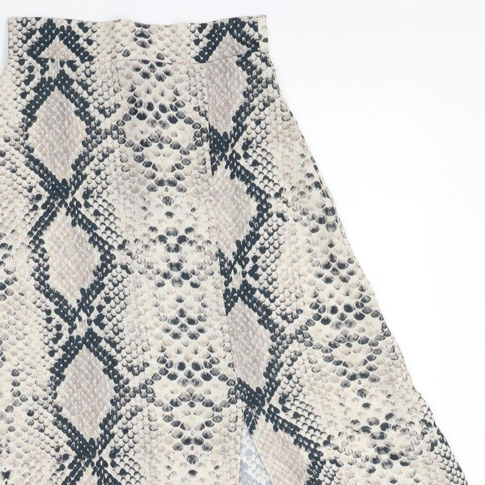 PRETTYLITTLETHING Womens Multicoloured Animal Print Polyester A-Line Skirt Size 4 Zip