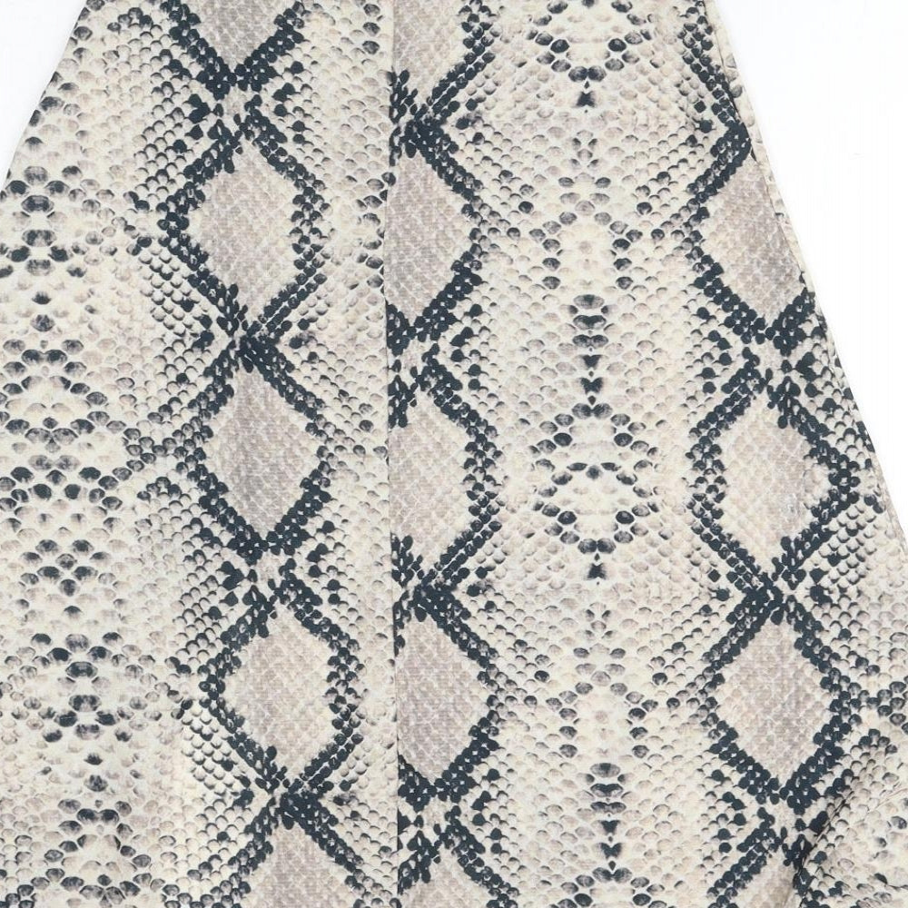 PRETTYLITTLETHING Womens Multicoloured Animal Print Polyester A-Line Skirt Size 4 Zip