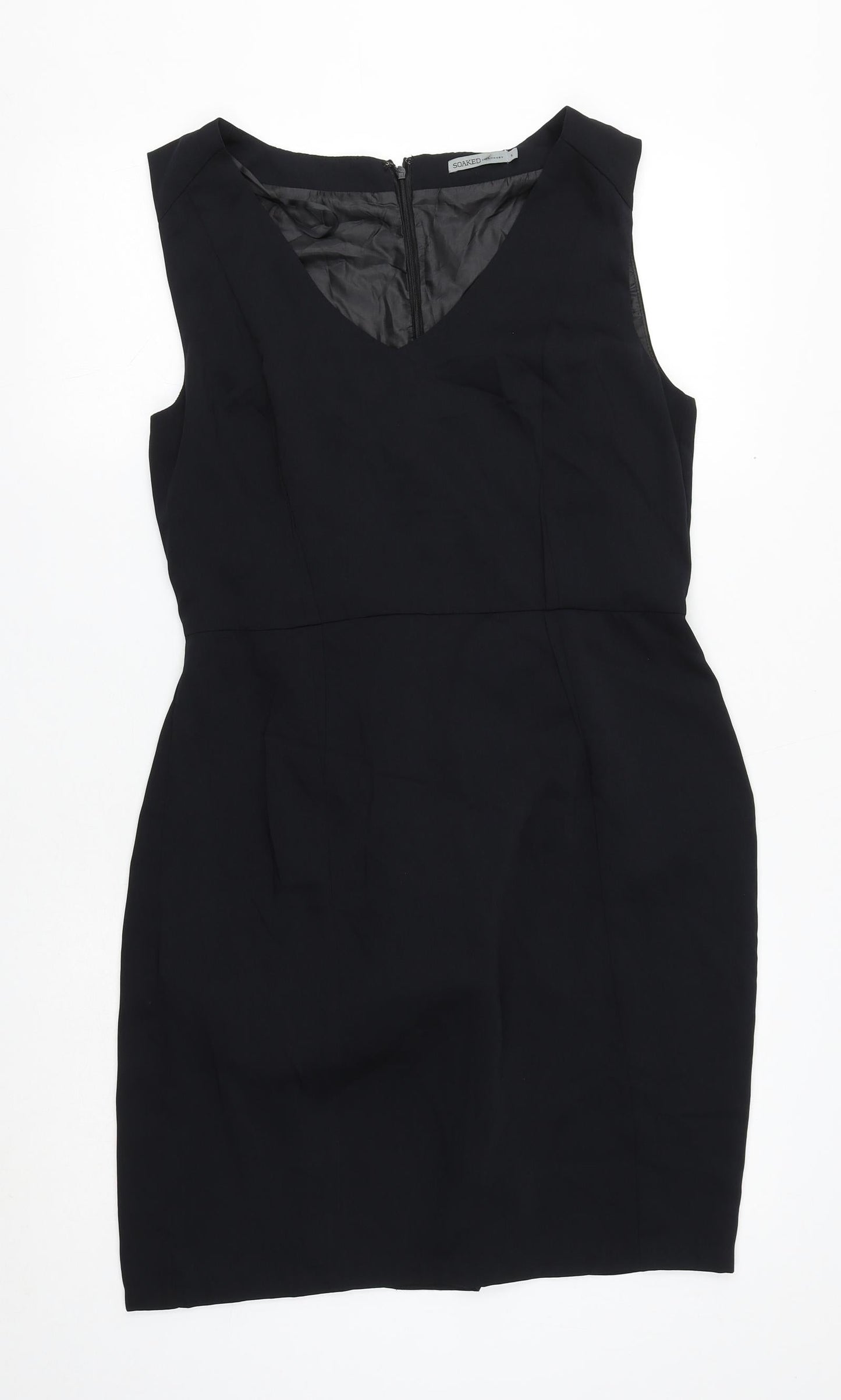 Soaked in Luxury Womens Blue Polyester Sheath Size L V-Neck Zip