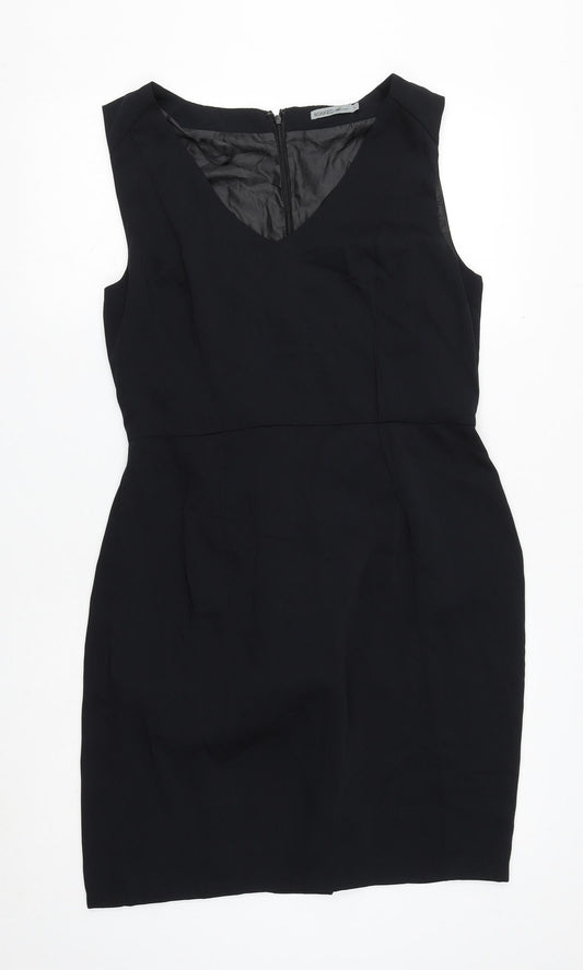 Soaked in Luxury Womens Blue Polyester Sheath Size L V-Neck Zip