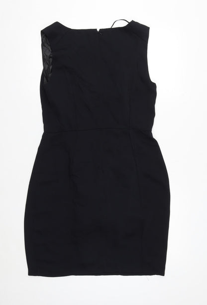 Soaked in Luxury Womens Blue Polyester Sheath Size L V-Neck Zip