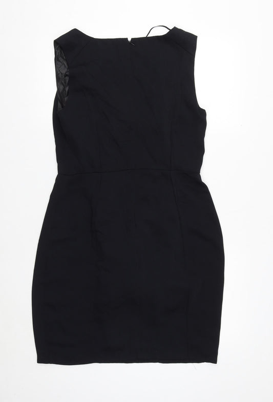 Soaked in Luxury Womens Blue Polyester Sheath Size L V-Neck Zip