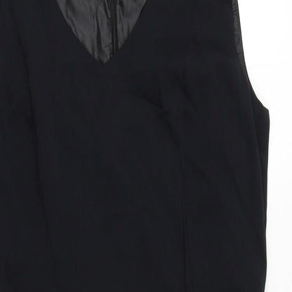 Soaked in Luxury Womens Blue Polyester Sheath Size L V-Neck Zip