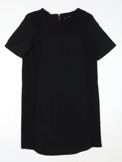 Warehouse Womens Black Polyester Sheath Size 10 Round Neck Zip