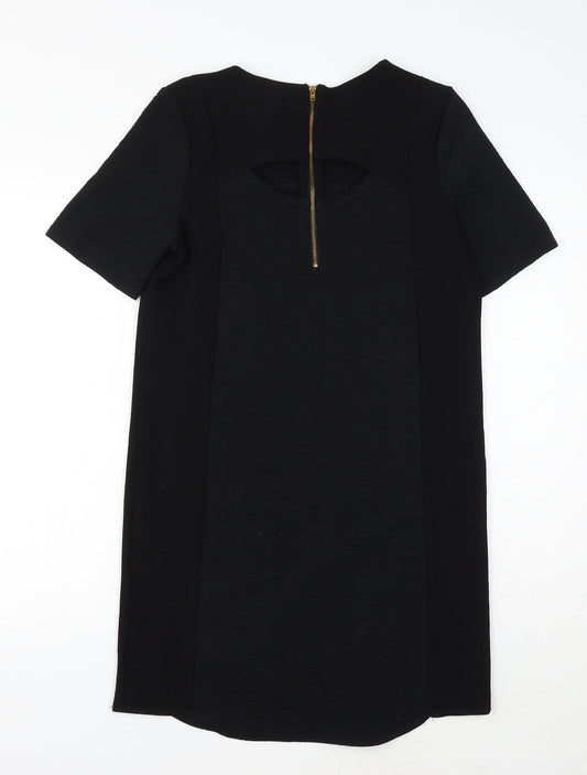 Warehouse Womens Black Polyester Sheath Size 10 Round Neck Zip