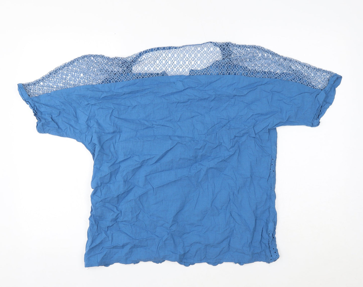 Preworn Womens Blue Cotton Basic Blouse Size XL V-Neck
