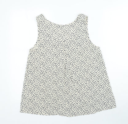 John Lewis Womens Beige Geometric Viscose Camisole Blouse Size 12 Round Neck - Heart Print
