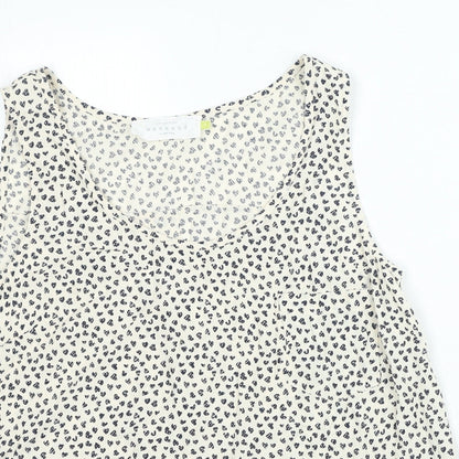 John Lewis Womens Beige Geometric Viscose Camisole Blouse Size 12 Round Neck - Heart Print