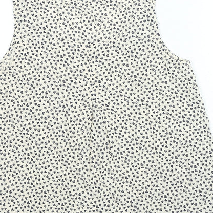 John Lewis Womens Beige Geometric Viscose Camisole Blouse Size 12 Round Neck - Heart Print