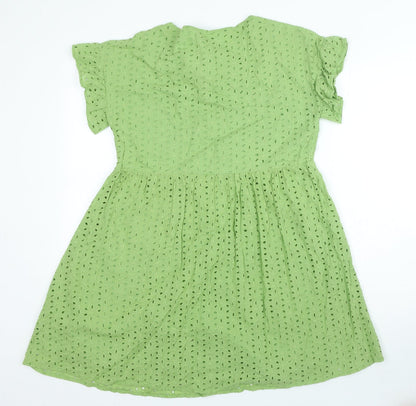 SheIn Womens Green Polyester A-Line Size XS V-Neck Tie