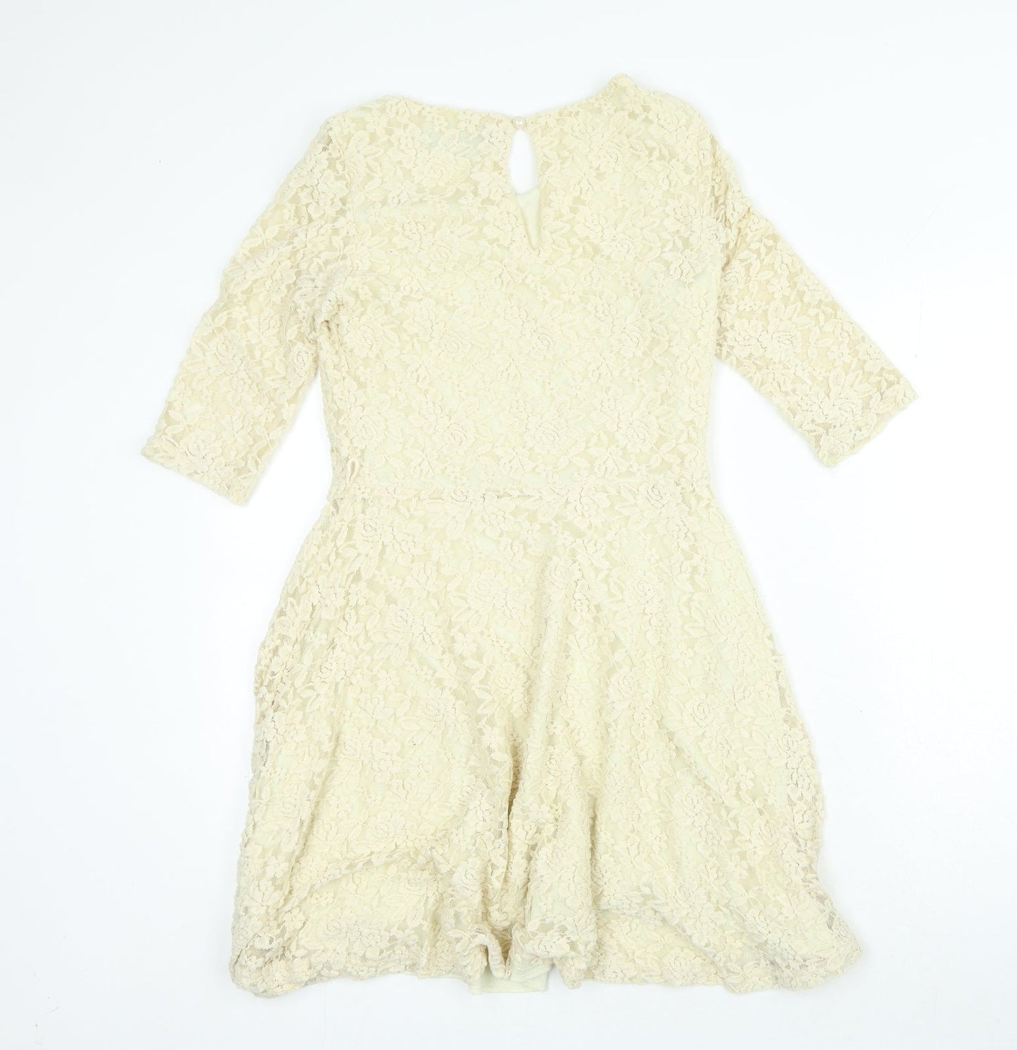 Mela London Womens Gold Polyester A-Line Size 10 Round Neck Hook & Loop