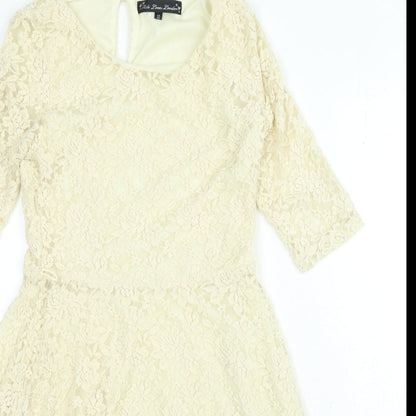 Mela London Womens Gold Polyester A-Line Size 10 Round Neck Hook & Loop