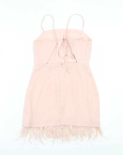 Topshop Womens Pink Polyester A-Line Size 8 Square Neck Zip