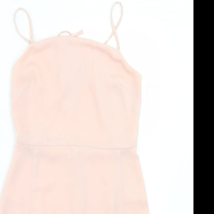Topshop Womens Pink Polyester A-Line Size 8 Square Neck Zip