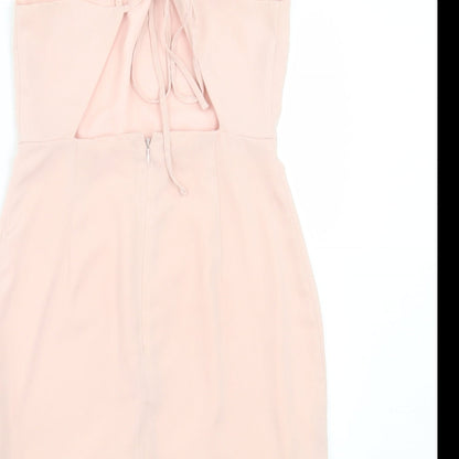 Topshop Womens Pink Polyester A-Line Size 8 Square Neck Zip