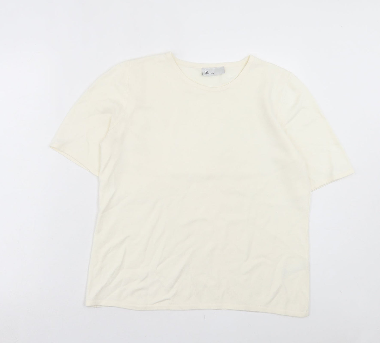 Womens UK Size 14 BHS Ivory Basic T-Shirt