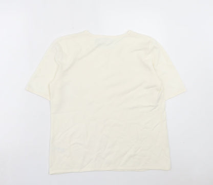 Womens UK Size 14 BHS Ivory Basic T-Shirt